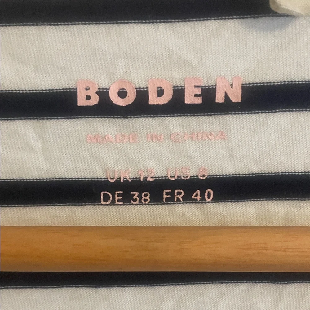 Boden Ella Long Sleeve Breton Ivory/Navy Stripe - Picture 2 of 5